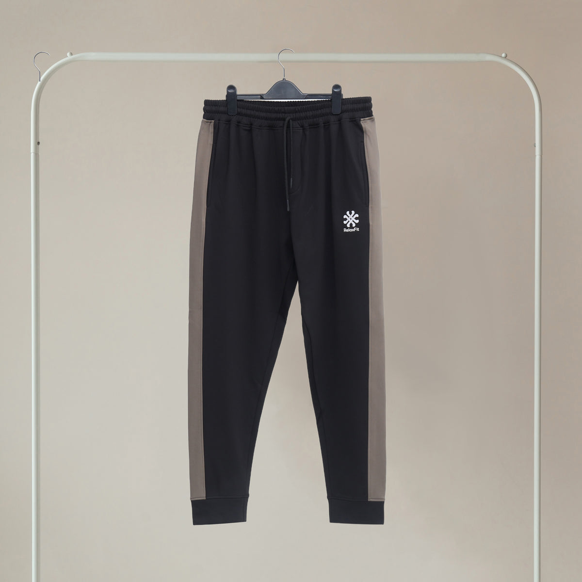 GR Apparel Contrast Panel Tracksuit — Black — trousers front