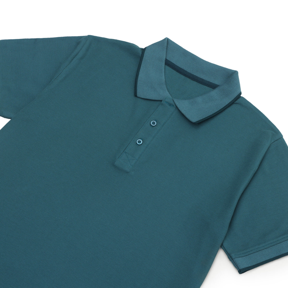 GR Apparel Piqué Polo — Teal — collar detail