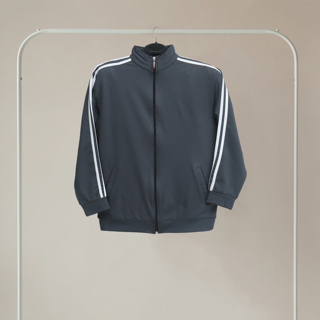 GR Apparel Striped Tracksuit — Charcoal — jacket front