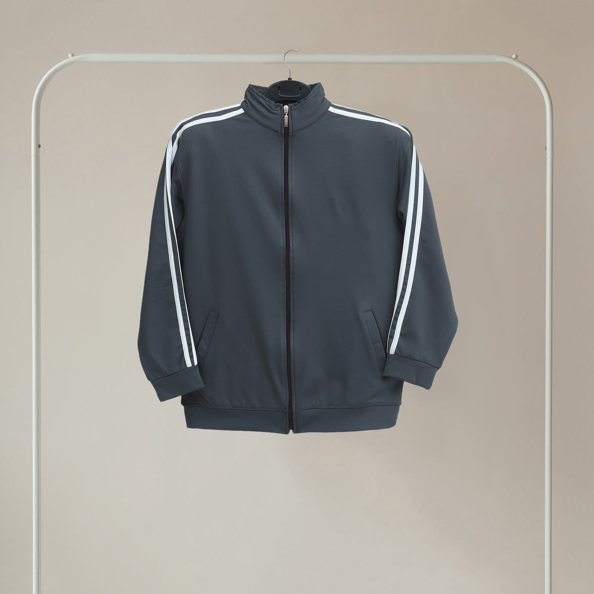 GR Apparel Striped Tracksuit — Charcoal — jacket front