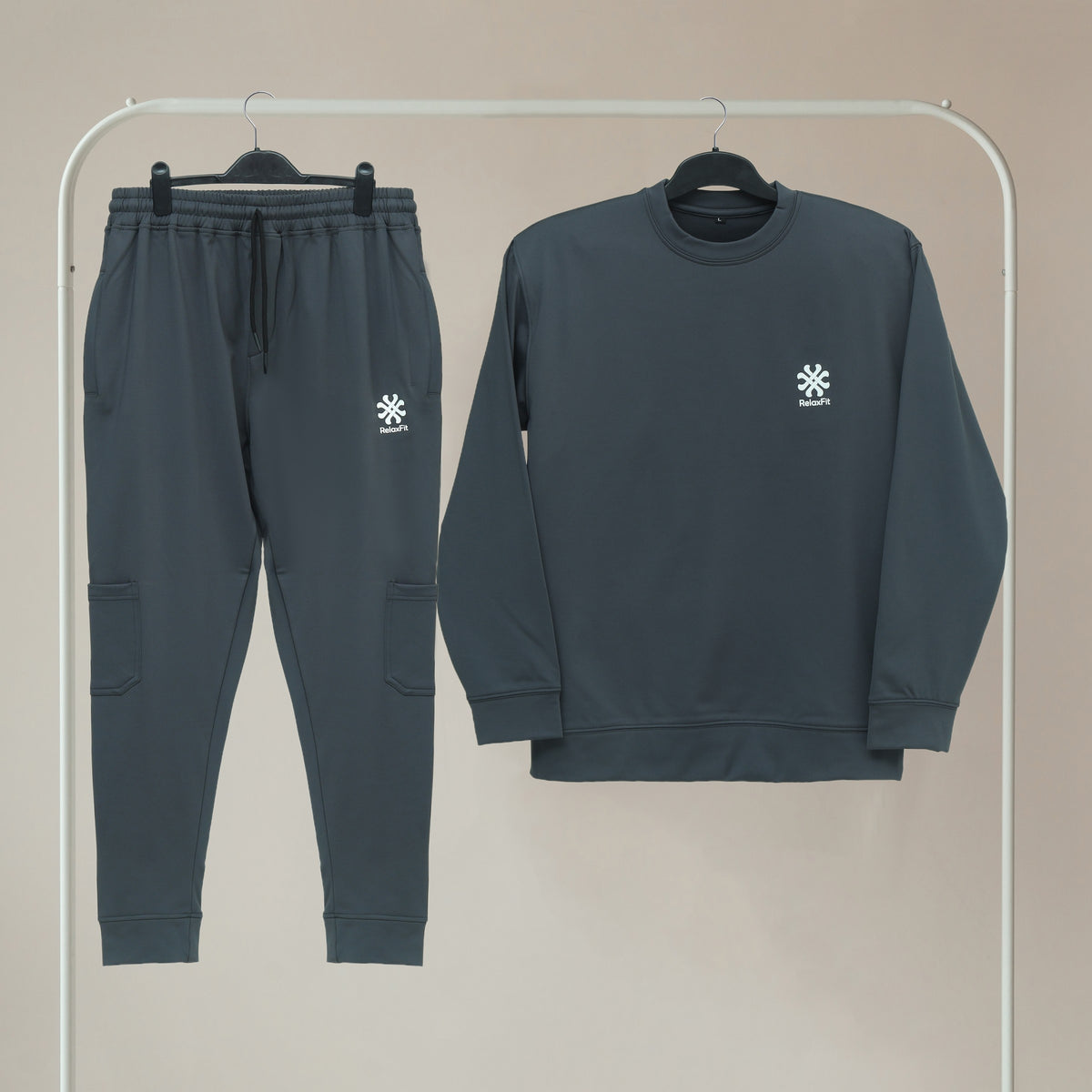 GR Apparel Sweatshirt & Jogger Set — Charcoal — complete set