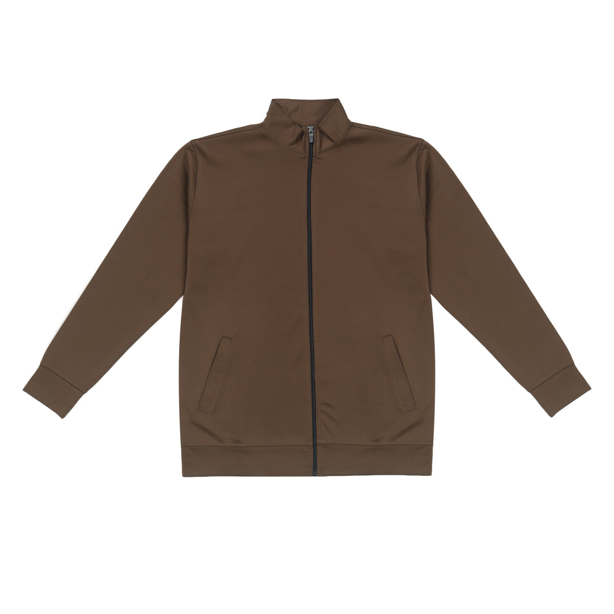 GR Apparel Zip-Up Track Jacket — Brown — front