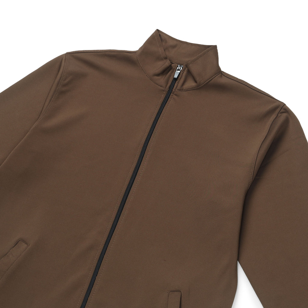 GR Apparel Zip-Up Track Jacket — Brown — zip and collar detail