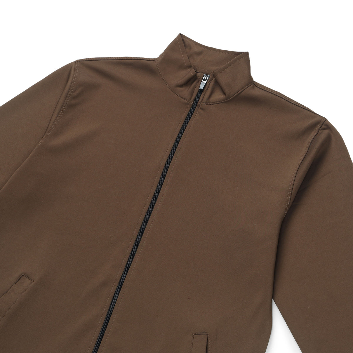 GR Apparel Zip-Up Track Jacket — Brown — zip and collar detail
