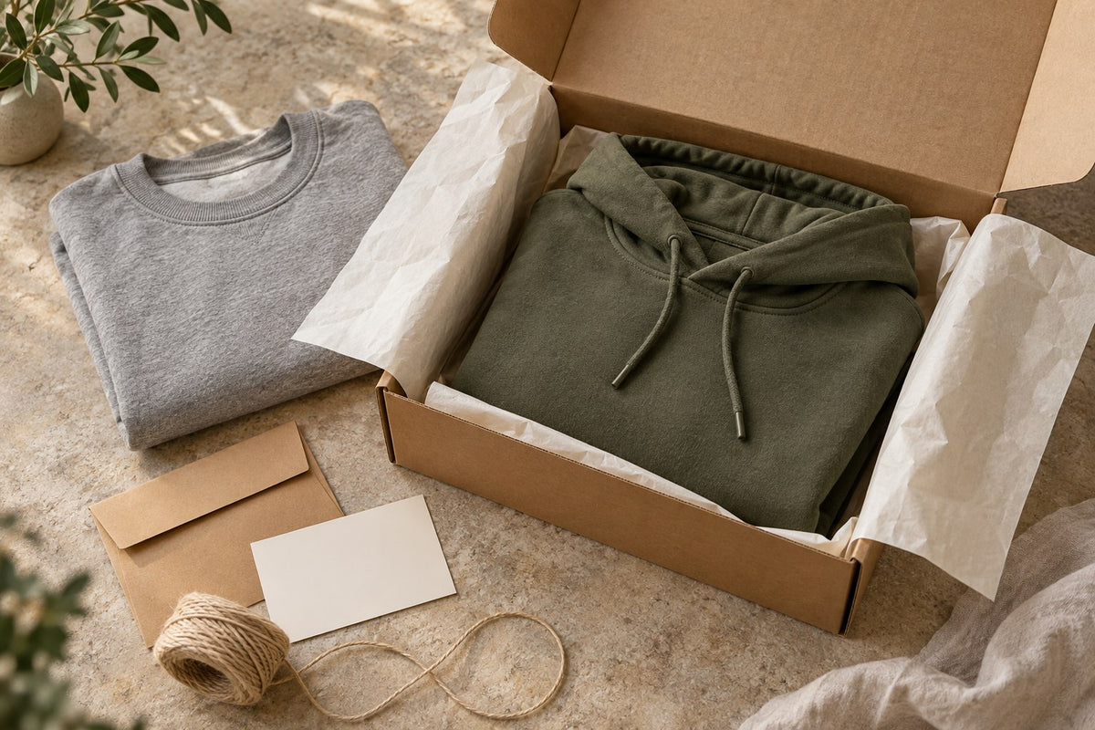 Illustrative packing scene for GR Apparel