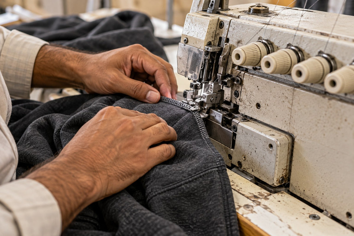 Illustrative stitching scene for GR Apparel