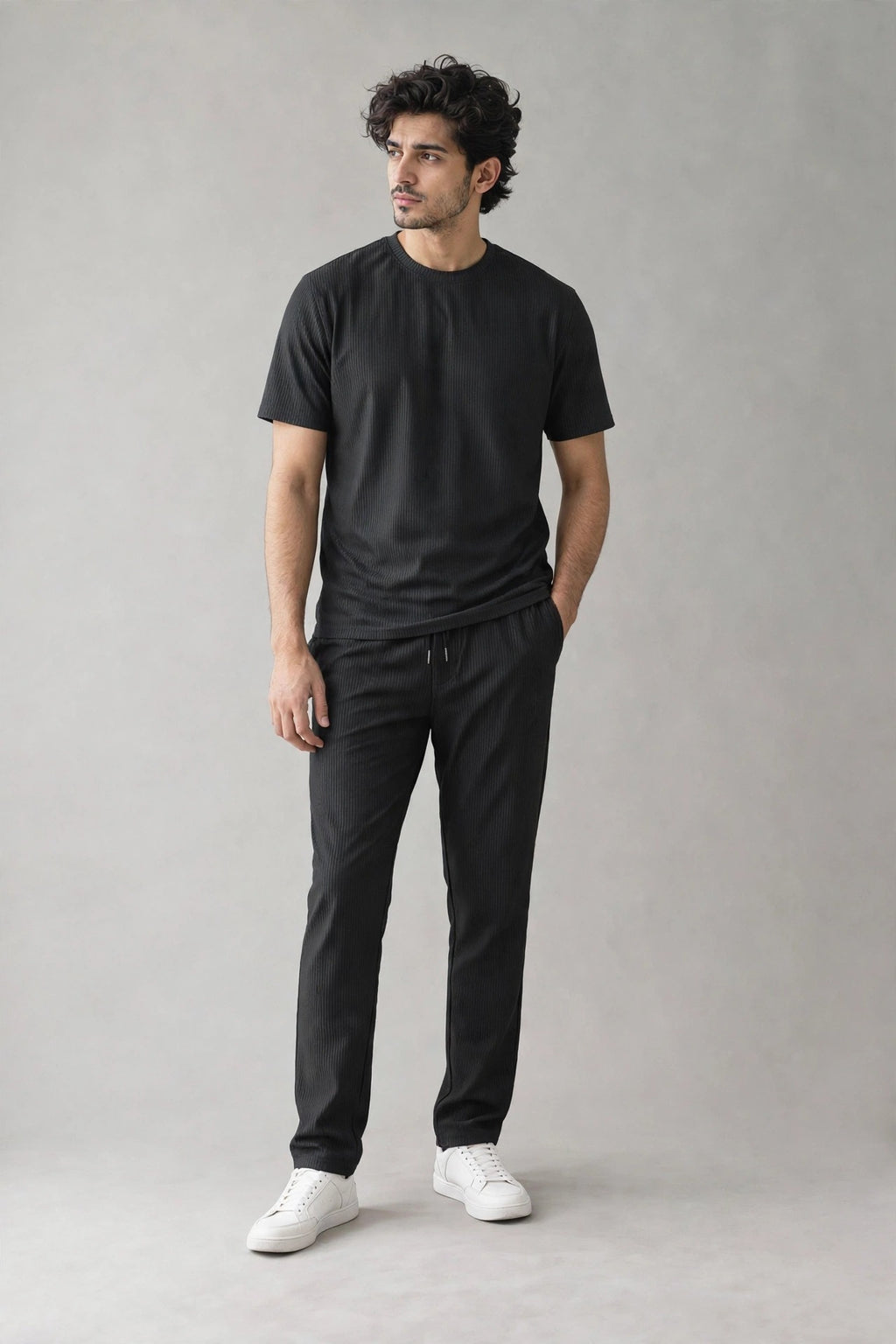 GR Apparel Essential Tee & Jogger Set in black — front