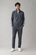 GR Apparel Striped Tracksuit in charcoal — front