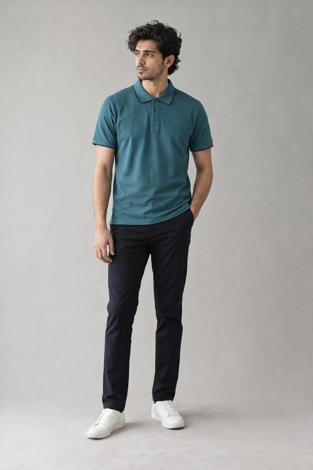GR Apparel Piqué Polo in teal — front