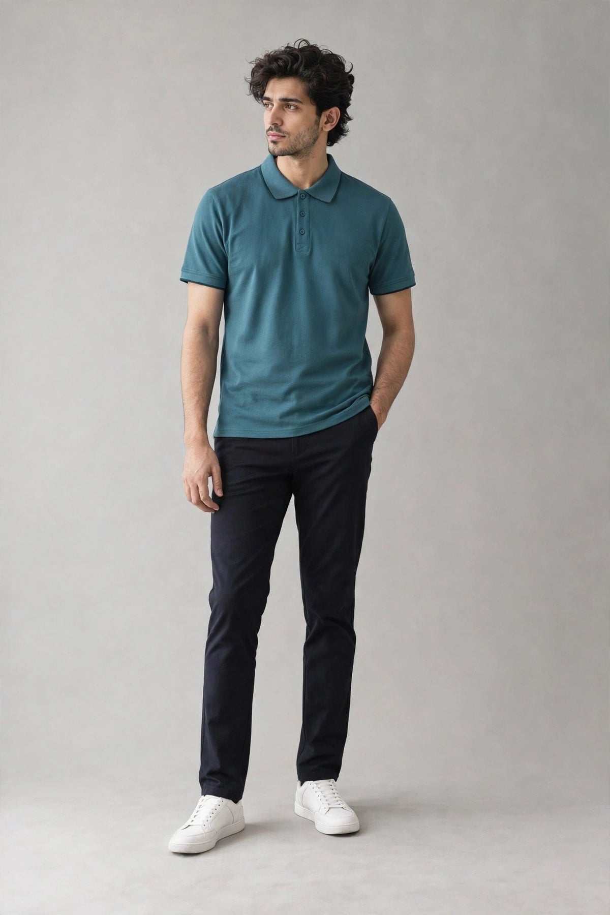 GR Apparel Piqué Polo in teal — front