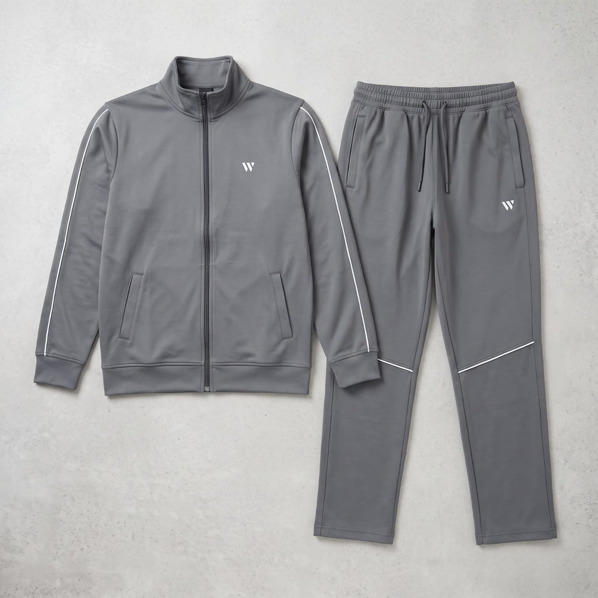 GR Apparel Piped Tracksuit Set in grey — front