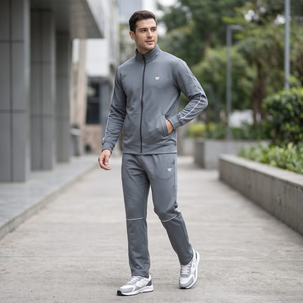 GR Apparel Piped Tracksuit Set in grey — detail