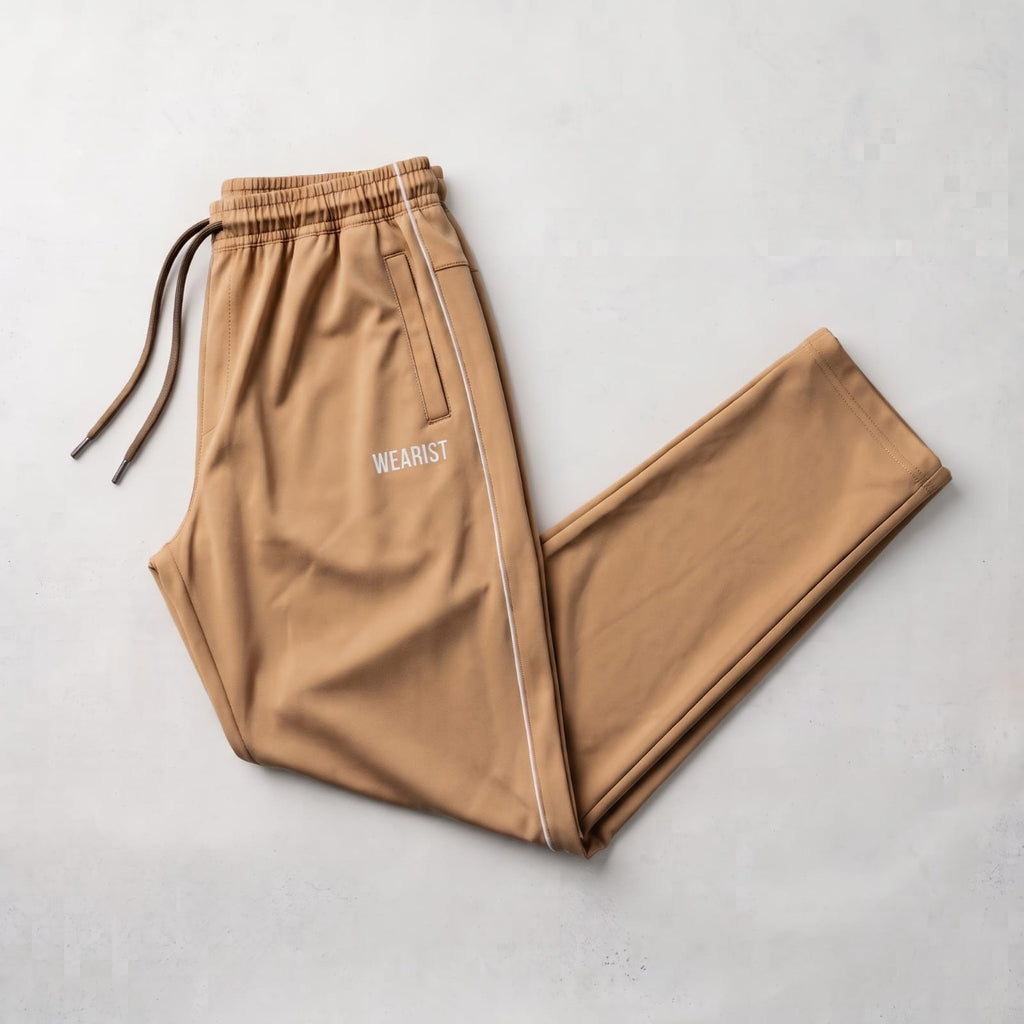 GR Apparel Piped Track Pants in camel — front
